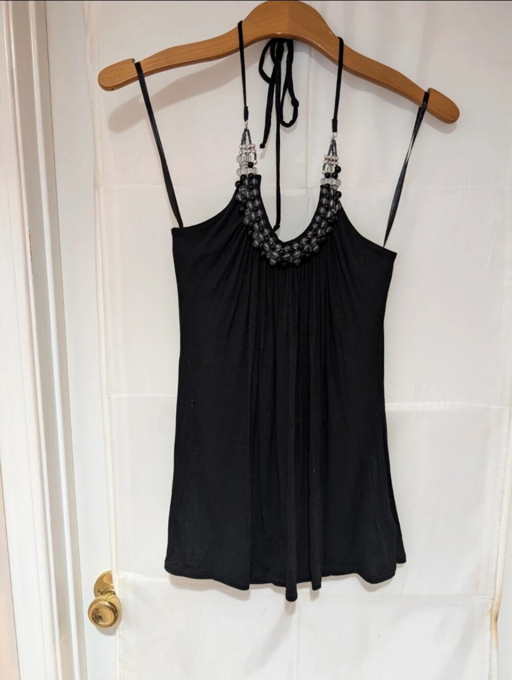 NWT Vintage B-Wear Byer California Black Beaded Halter Top Y2K Going Out